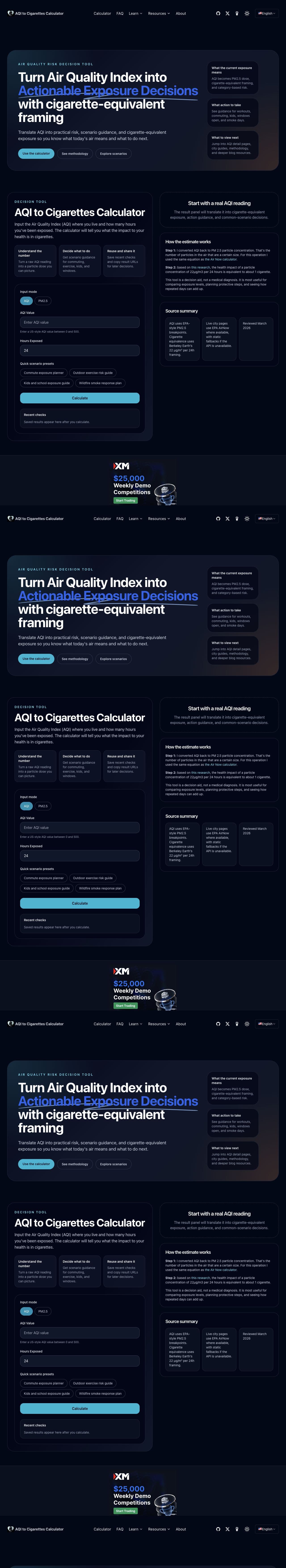 AQI to Cigarettes Calculator screen 1