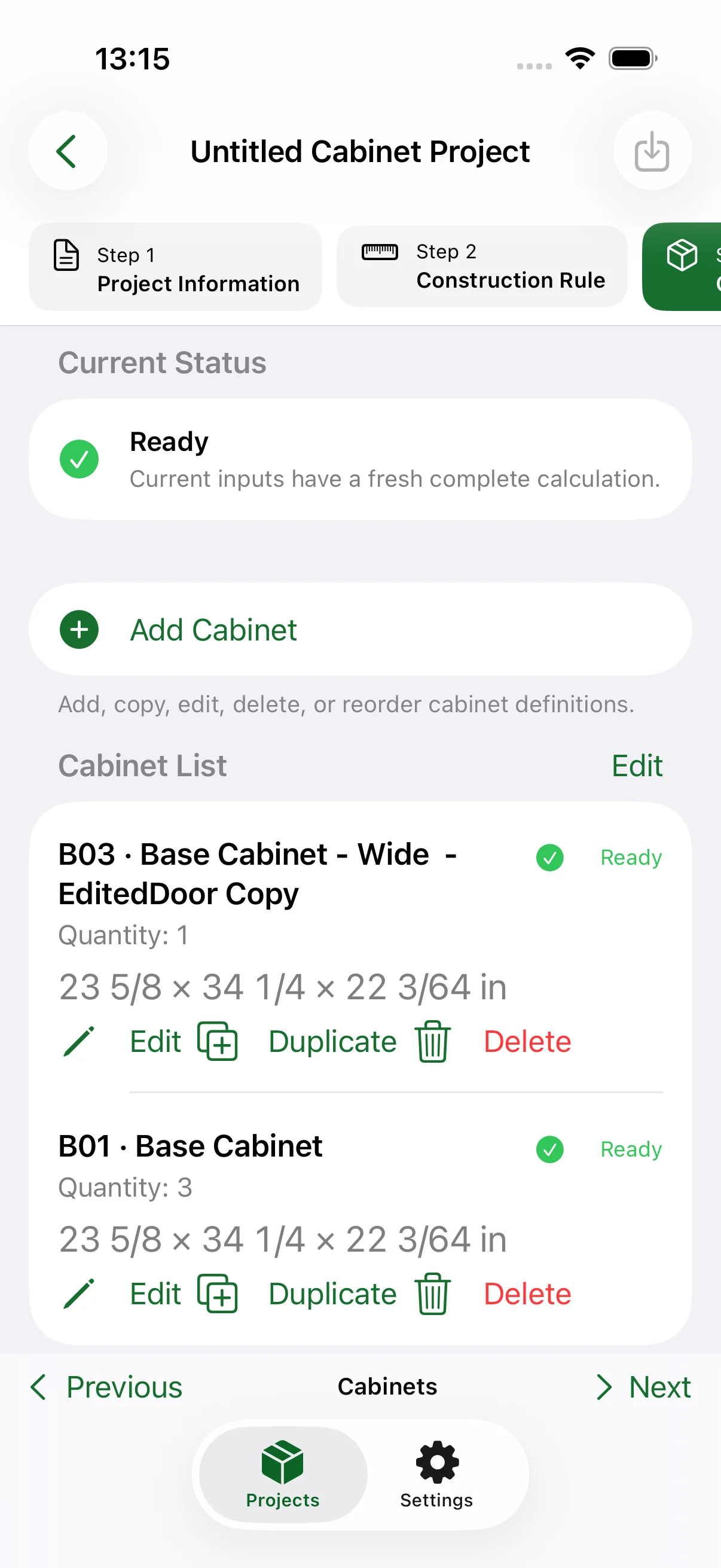 Cabinet Job Pack: Generate deterministic suggested layouts with trim, kerf, grain, and rotation constraints