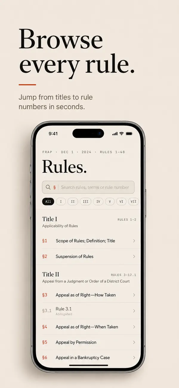 FRAP Rules & Procedure screen 1