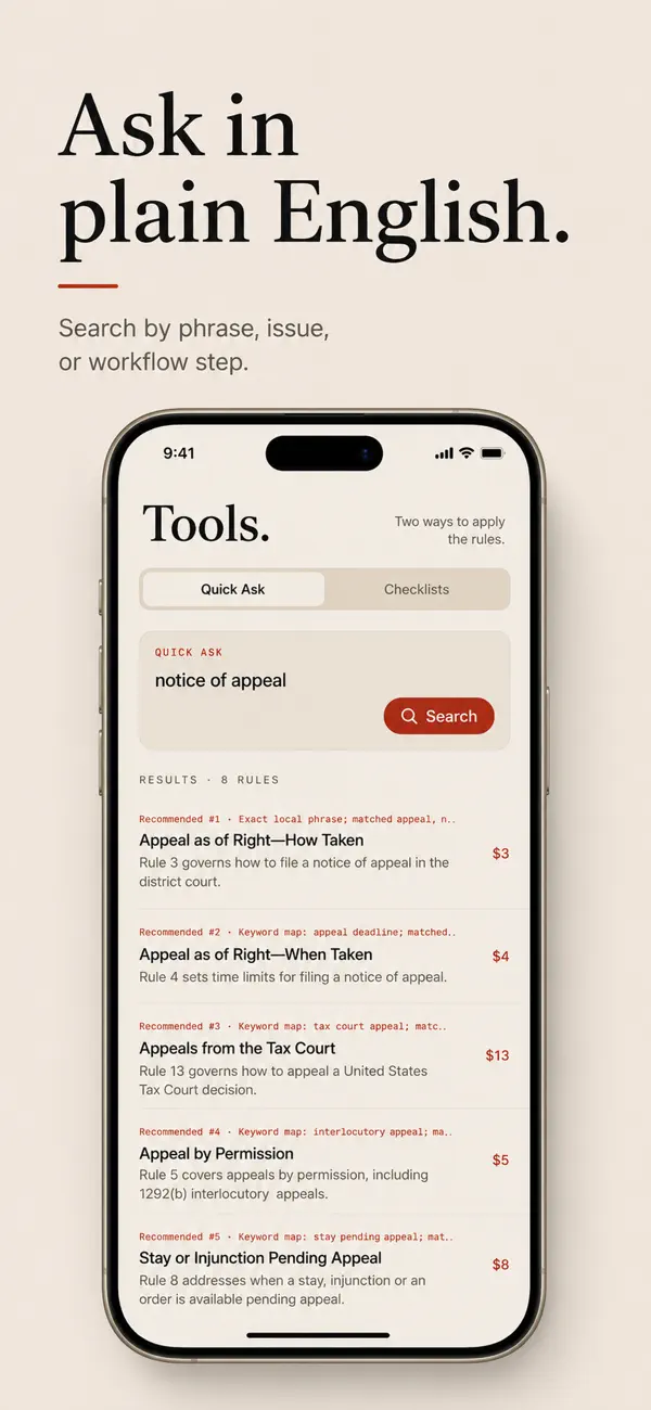 FRAP Rules & Procedure screen 2