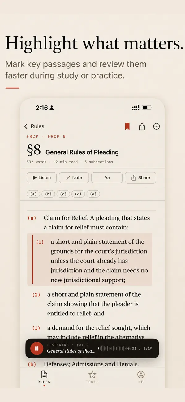 FRCP Rules screen 2