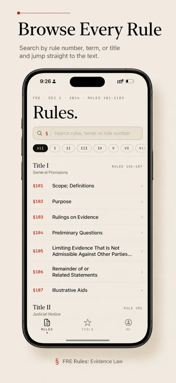 FRE Rules: Evidence Law screen 2
