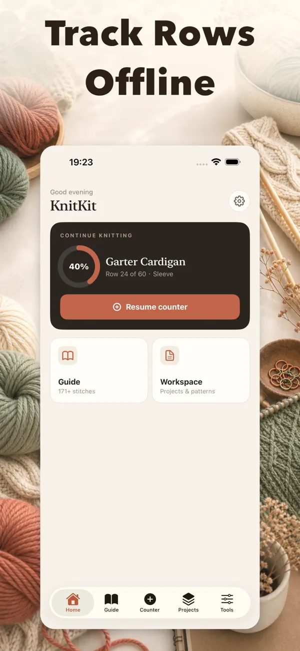 KnitKit: Row Counter screen 1