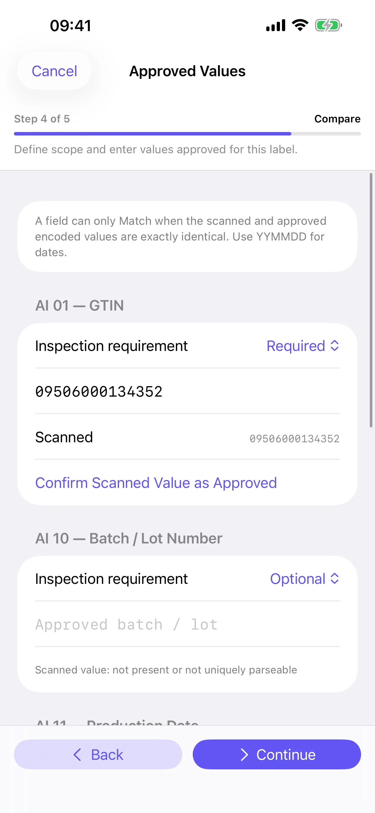 UDI Label Preflight: Parse and check supported AIs 01, 10, 11, 17, and 21 with deterministic rules