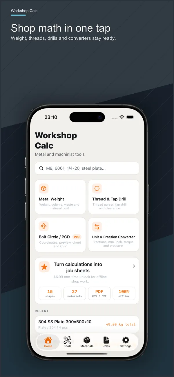 Workshop Calc 機能スクリーンショット